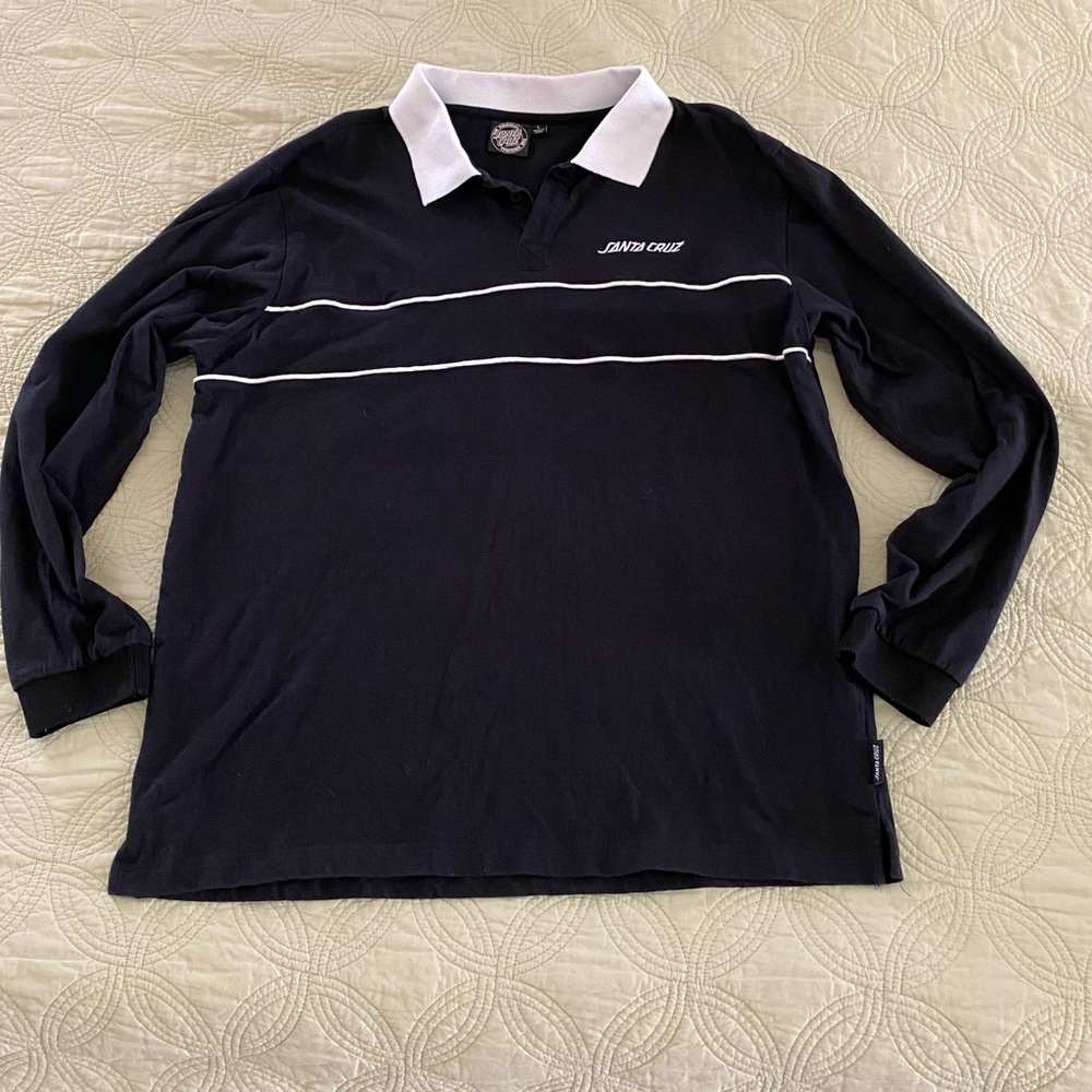 Santa Cruz Skateboards Black and White Polo Shirt